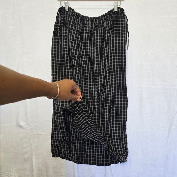UNIQLO C Women Modern Minimalist Elevated Basic Check Gathered Hips Midi Skirt S - Picture 4 of 11